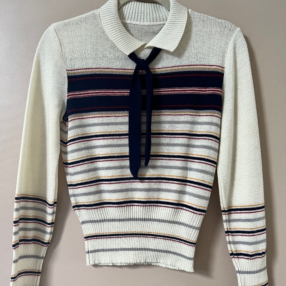 Vintage Sweater/Blouse - Lovely Strips - No tags, fits like XS